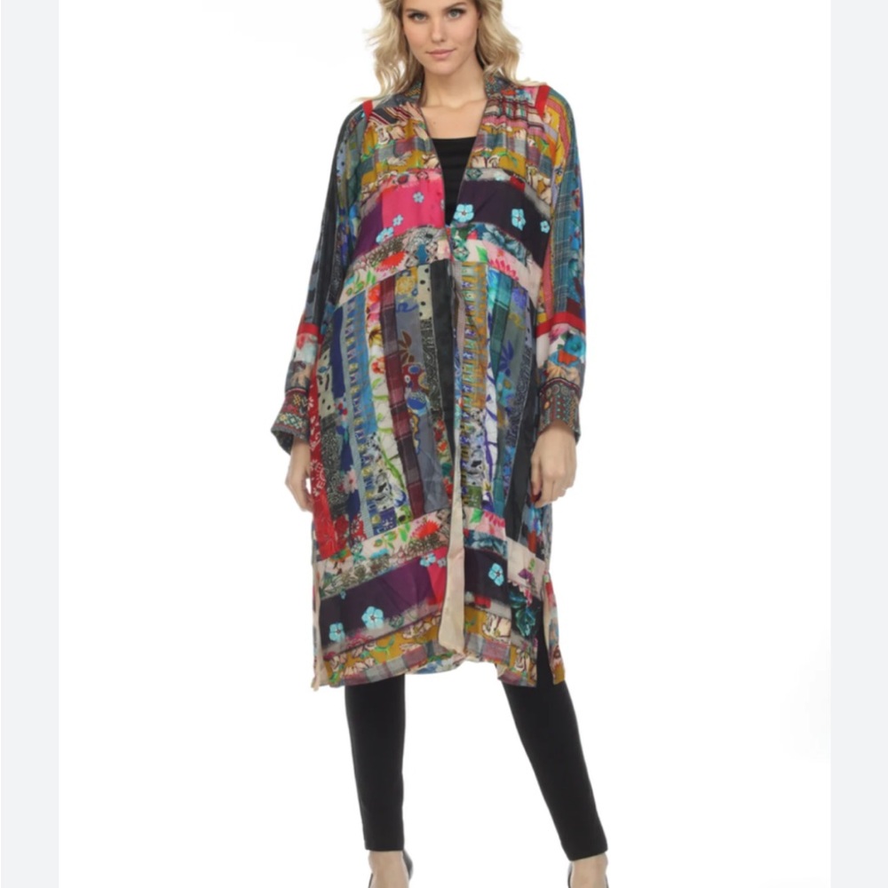 Johnny Was Sonnet Harmony Silk Printed Reversible Kimono Size S NWT $470